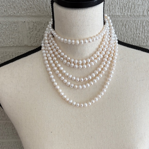 Genuine Round 7-8mm 98" Genuine Freshwater Pearl Rope Necklace Extra Long Rope - Picture 4 of 8